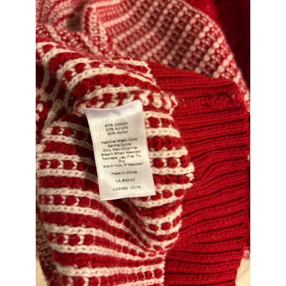 Talbots Petites | Red/White Cable Knit Cotton Blend Sweater | SP - Picture 10 of 10